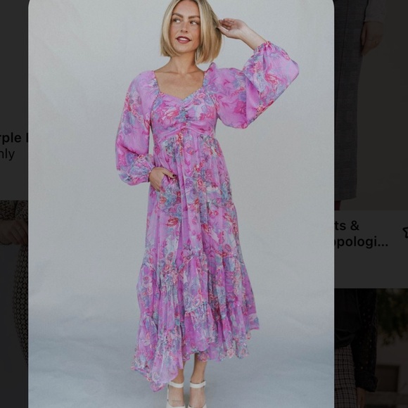 Shop Henly Dresses & Skirts - Shop Henly dress flowy smocked L shimmery purple semi-formal